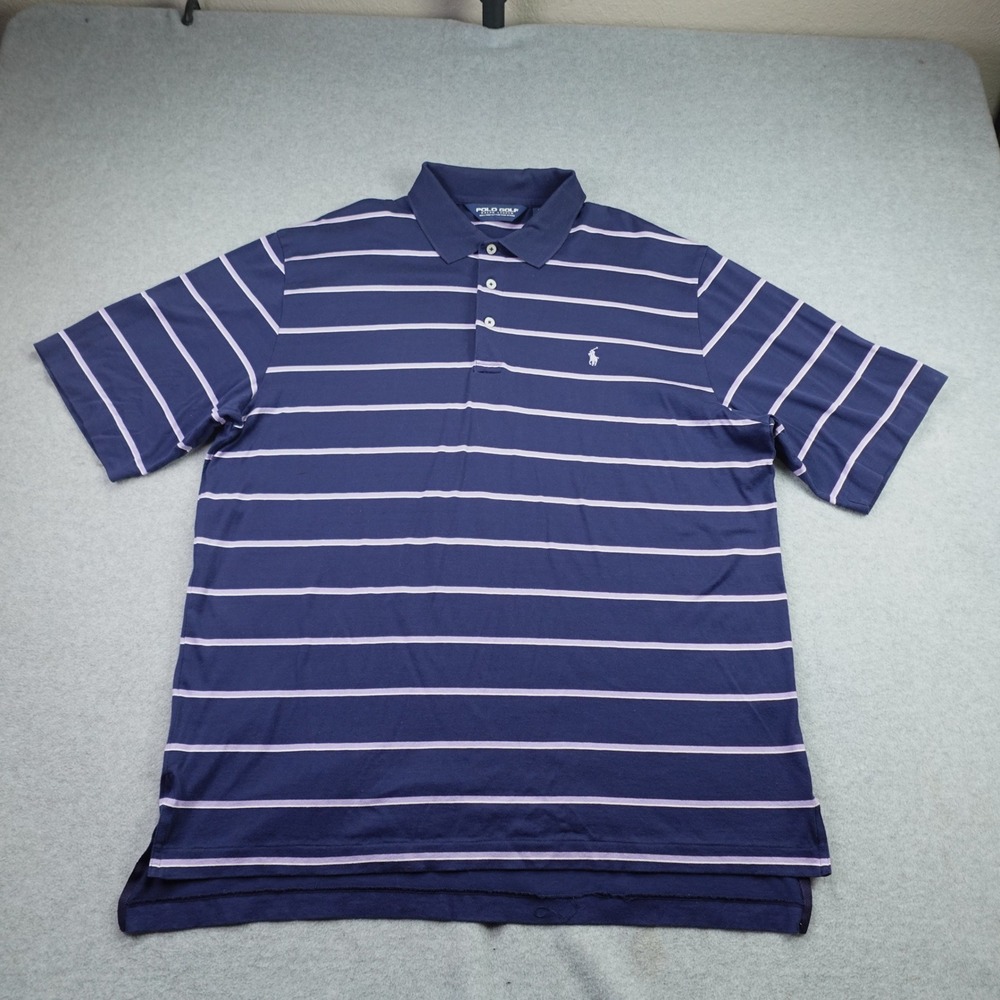 Polo Golf Ralph Lauren Polo Shirt Mens Large Blue Purple Striped Pima Cotton